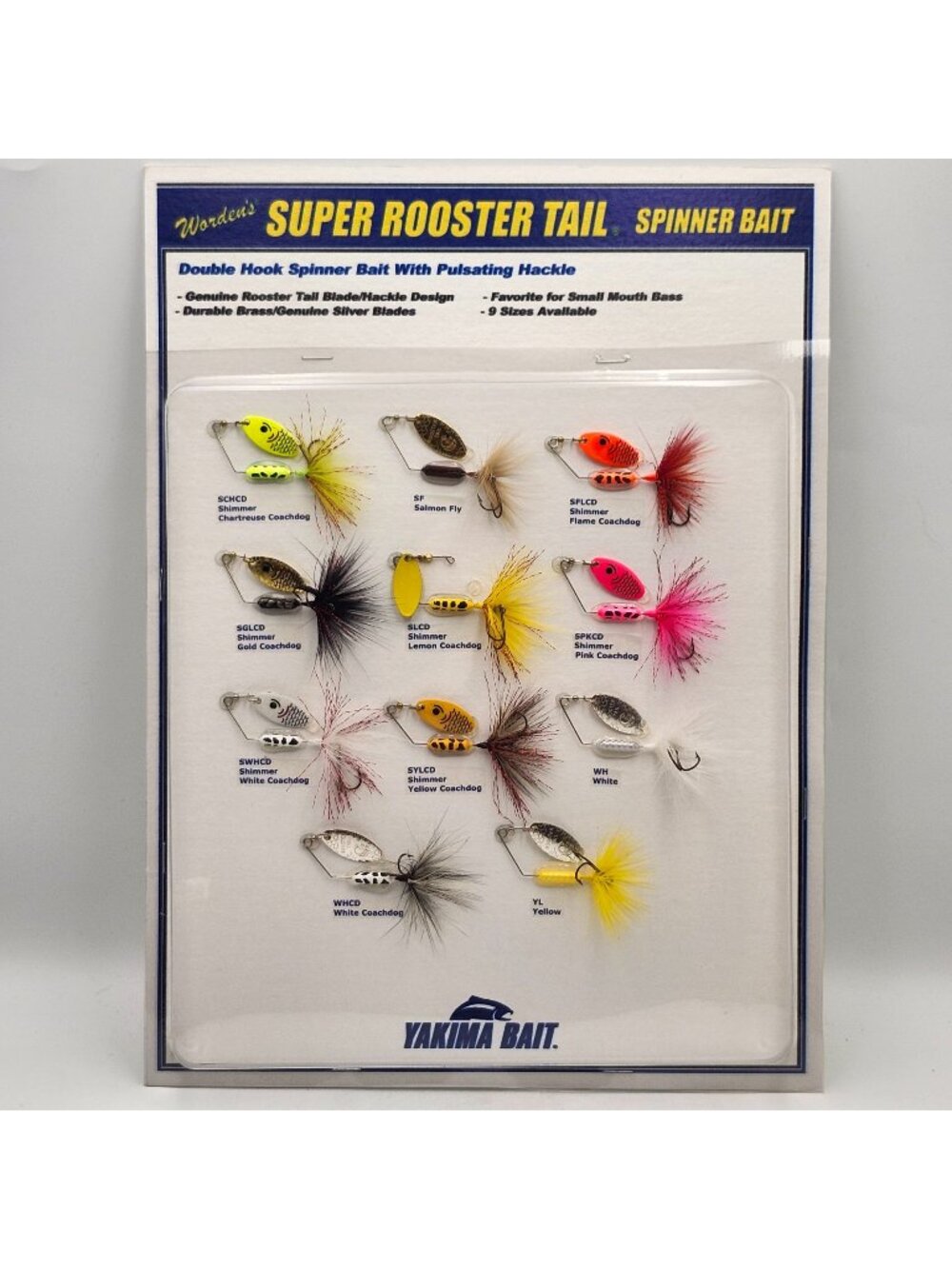 Yakima Wordens Super Rooster Tail Spinner Bait Sample Display Board 823567